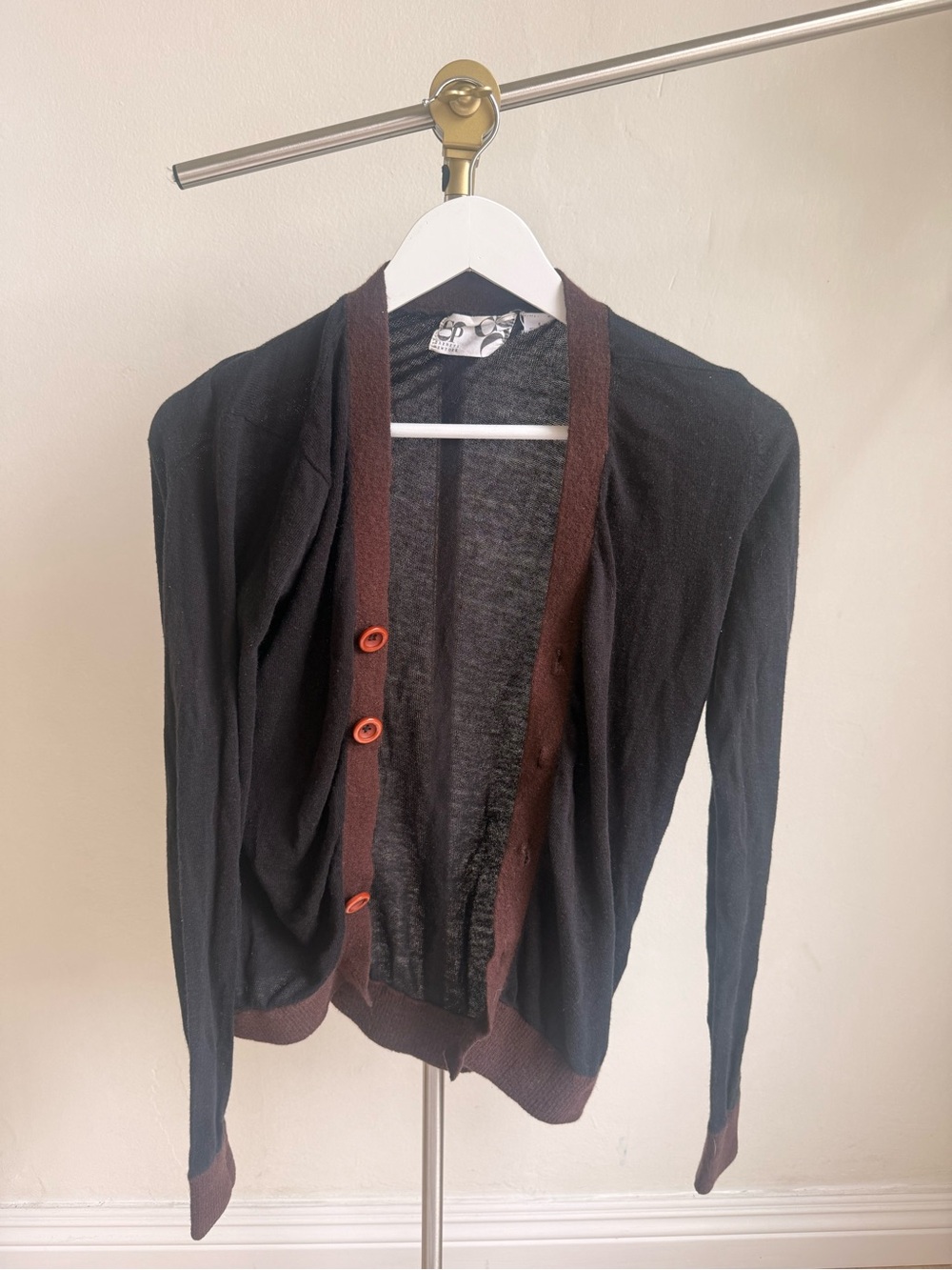 Barney’s NY Black and Brown Two-Tone Cardigan Sweater